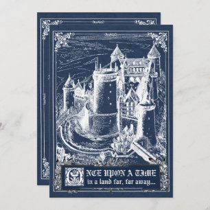 Blue Fairytale Storybook Wedding Invites
