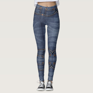 Blue fake pocket denim Leggings