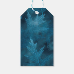 BLUE FALL AUTUMN LEAVES GIFT TAGS