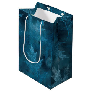 BLUE FALL AUTUMN LEAVES MEDIUM GIFT BAG