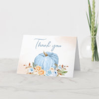 Blue Fall Floral Pumpkin Baby Shower 