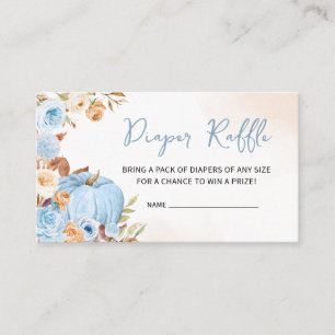 Blue Fall Floral Pumpkin Diaper Raffle Enclosure Card