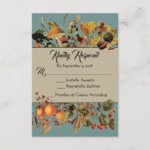 Blue Fall Foliage RSVP card