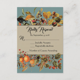 Blue Fall Foliage RSVP card