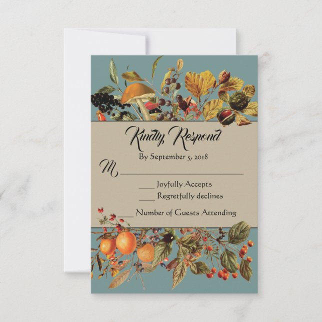 Blue Fall Foliage RSVP card (Front)