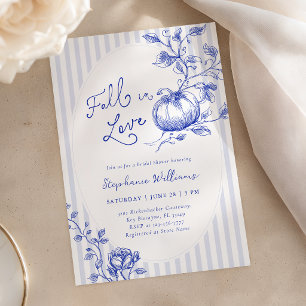 Blue Fall in Love Bridal Shower Invitation