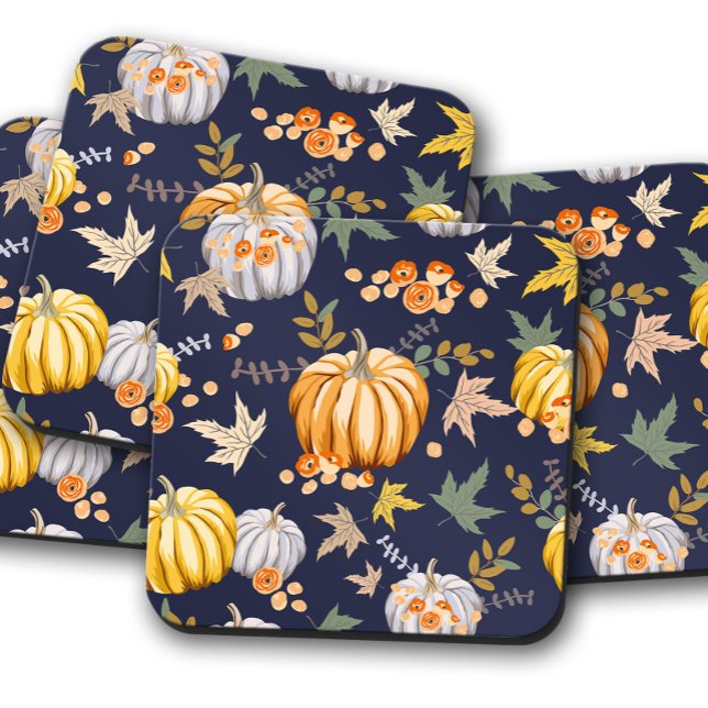 Blue Fall Pumpkin | Autumn Pumpkin Cork Drink Coas Coaster (Creator Uploaded)