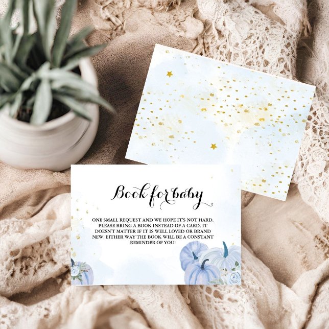 Blue Fall Pumpkin Baby Shower Book Request Enclosure Card (Creator Uploaded)