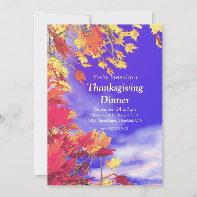 Blue Fall Sky Thanksgiving Invitation (Front)