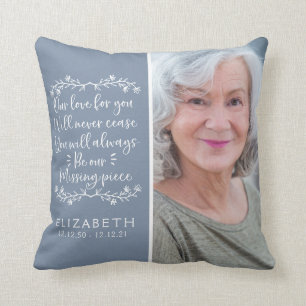 Blue Family Memorial Photo Keepsake  Cushion