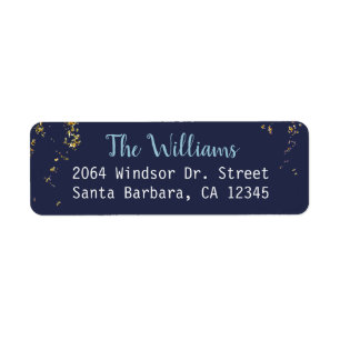 blue family name return address label