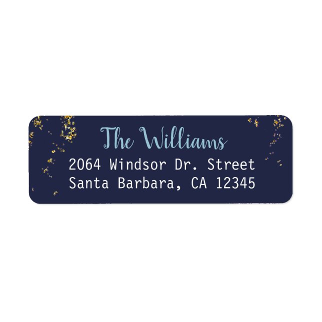 blue family name return address label (Front)