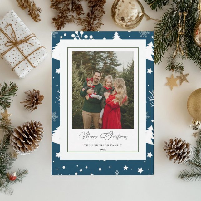 Blue Family Photo Christmas Card (Creator Uploaded)
