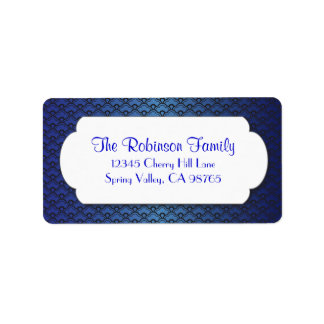 Blue Fan Pattern with White Frame Label