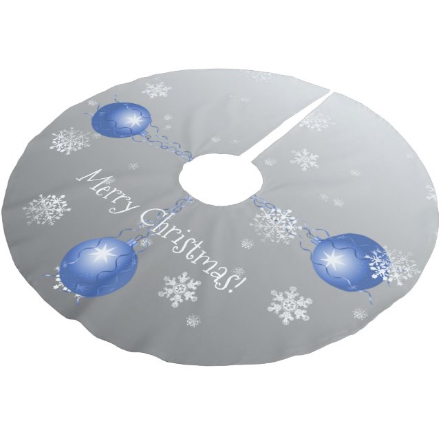 Blue Fancy Christmas Ornament Tree Skirt (Angled)