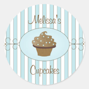Blue Fancy Cupcakes Classic Round Sticker
