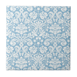 Blue fancy damask pattern ceramic tile
