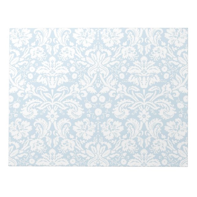 Blue fancy damask pattern notepad (Front)