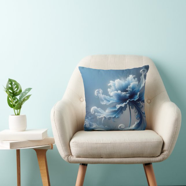 Blue Fancy Fantasy Flower Cushion (Chair)