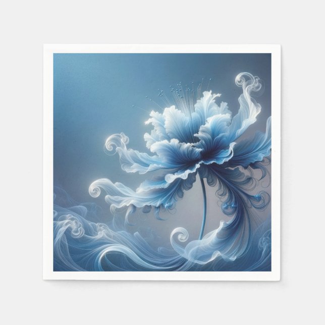 Blue Fancy Fantasy Flower Napkin (Front)