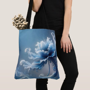 Blue Fancy Fantasy Flower Tote Bag