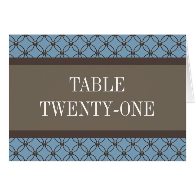 Blue Fancy Lattice Table Number Card (Front Horizontal)