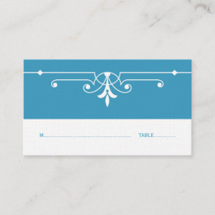 Blue Fancy Ornamental Place Card
