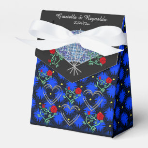 Blue Fans, Silver Hearts and Red Roses-Personalise Favour Box