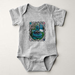 Blue Fantasy Eastern Dragon Tea Time Baby Bodysuit