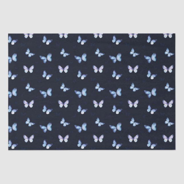 Blue Fantasy galaxy butterflies Tissue Paper (Front)