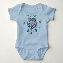 Blue fantasy garden flower babygrow 