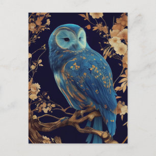 Blue Fantasy Owl Postcard