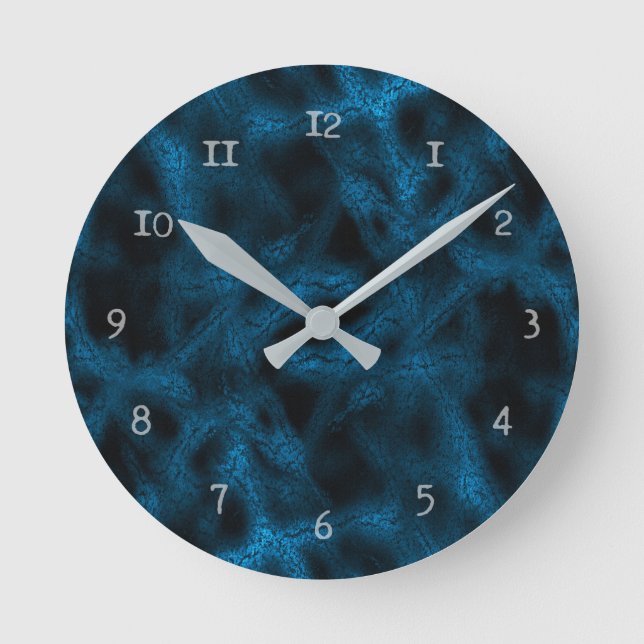 Blue fantasy pattern round clock (Front)
