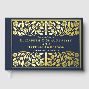 Blue Fantasy Royal Mediaeval Sword Wedding Guest Book