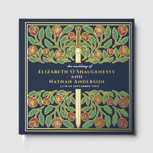 Blue Fantasy Royal Mediaeval Sword Wedding Guest Book