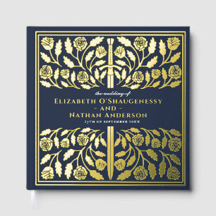 Blue Fantasy Royal Medieval Sword Wedding Guest Book