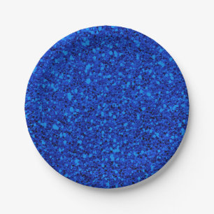 Blue Fantasy Sparkle Glitter Glam Custom Party Paper Plate