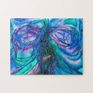 Blue Fantasy Watercolor Jigsaw Puzzle