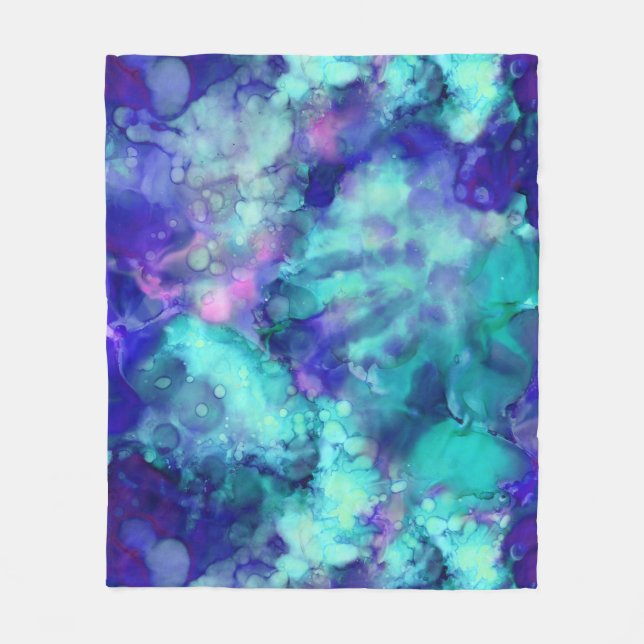 blue fantasy watercolors : fleece blanket (Front)