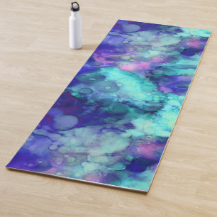 blue fantasy watercolors : yoga mat