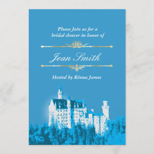 Blue Fantasy White Castle Bridal Shower Invitation