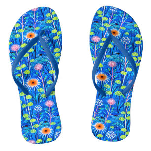 Blue Fantasy Wildflower Meadow Thongs