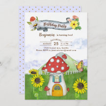 Blue Fantasy Woodland Toadstool House Fun Birthday