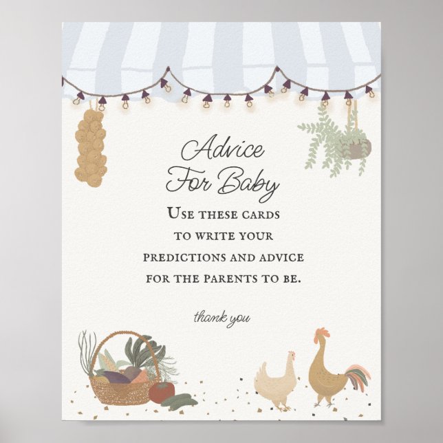 Blue Farmers Market Farm Fresh Advice for Baby Poster (Front)