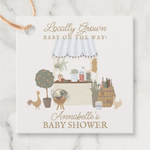 Blue Farmers Market Farm Fresh Baby Shower Favour Tags