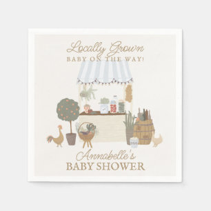 Blue Farmers Market Farm Fresh Baby Shower Napkin