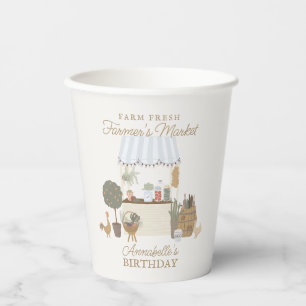 Blue Farmers Market Farm Fresh Birthday Paper Cups