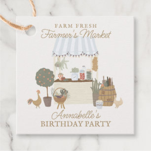 Blue Farmers Market Farm Fresh Birthday Party Favour Tags