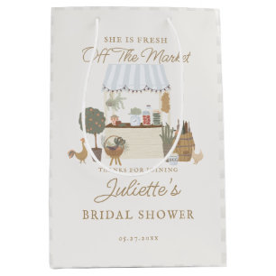 Blue Farmers Market Farm Fresh Bridal Shower Favor Medium Gift Bag