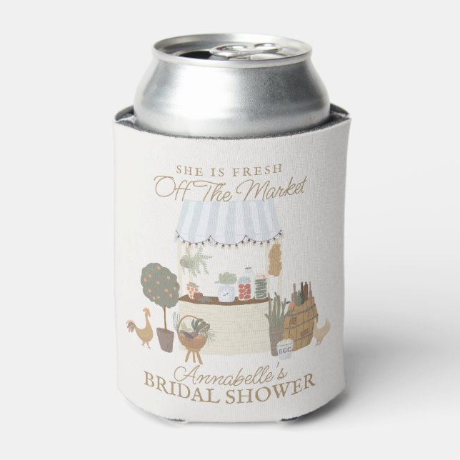 Blue Farmers Market Farm Fresh Bridal Shower Favou Can Cooler (Can Front)